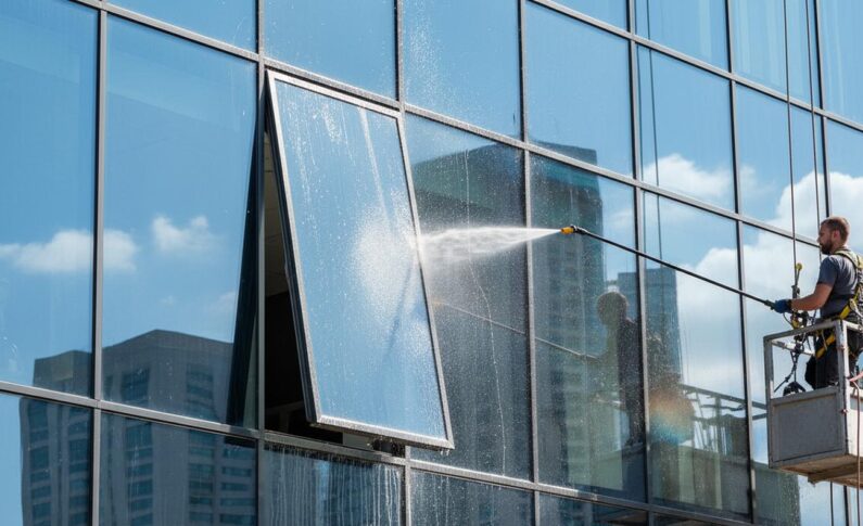 Nettoyage de fenêtres à ouverture par projection : basculement possible