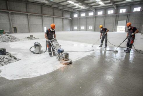 Remise en état après chantier : le grand décapage de la laitance de ciment