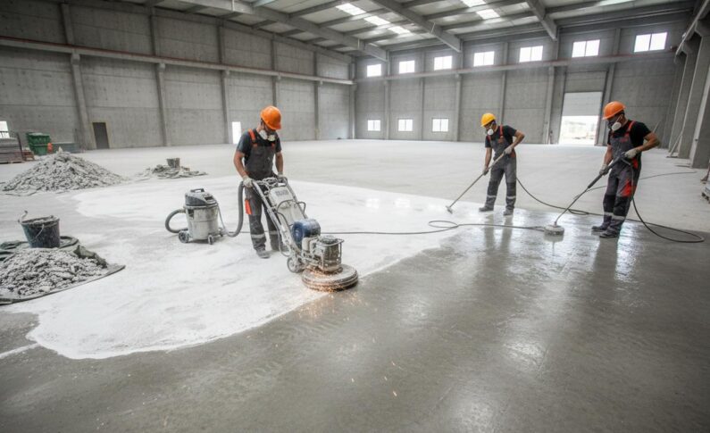 Remise en état après chantier : le grand décapage de la laitance de ciment