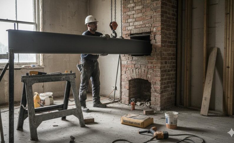 Renforcement du chevêtre de cheminée par pose d’un IPN