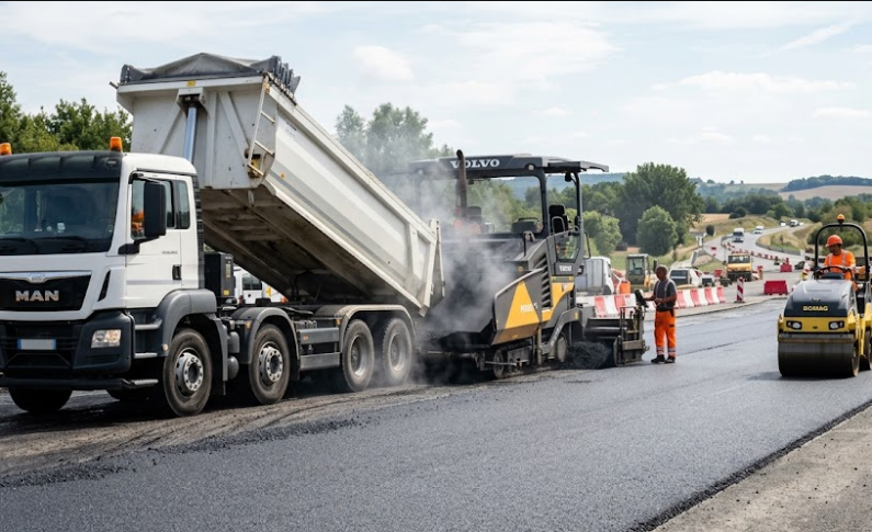 L&rsquo;intervention d&rsquo;une entreprise de TP pour l&rsquo;enrobé à chaud