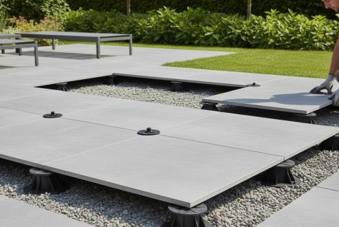 Carrelage 120×120 en extérieur sur plots