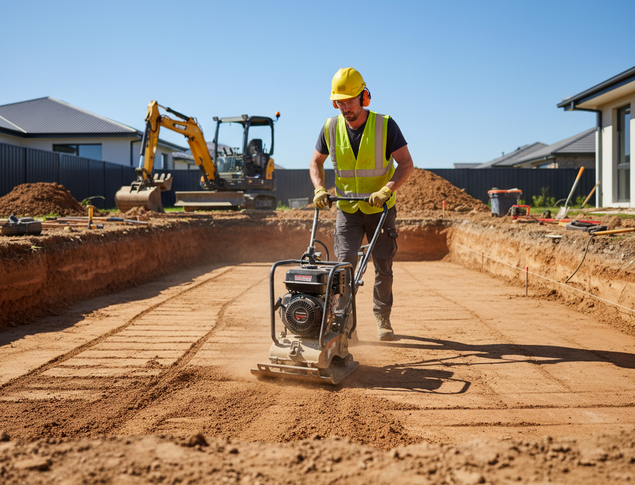 Compacter le fond de forme à la plaque vibrante