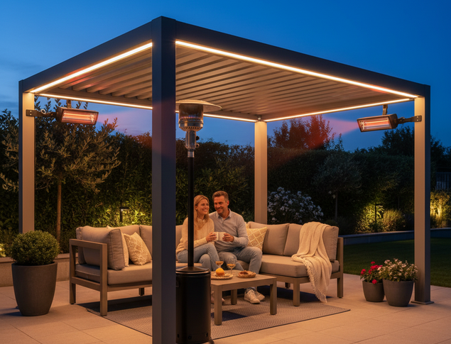 Éclairage et chauffage : équiper sa pergola pour les soirées fraîches