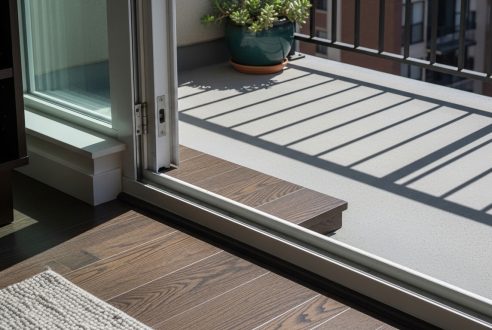 Fixation au sol : empiétement sur la surface de balcon