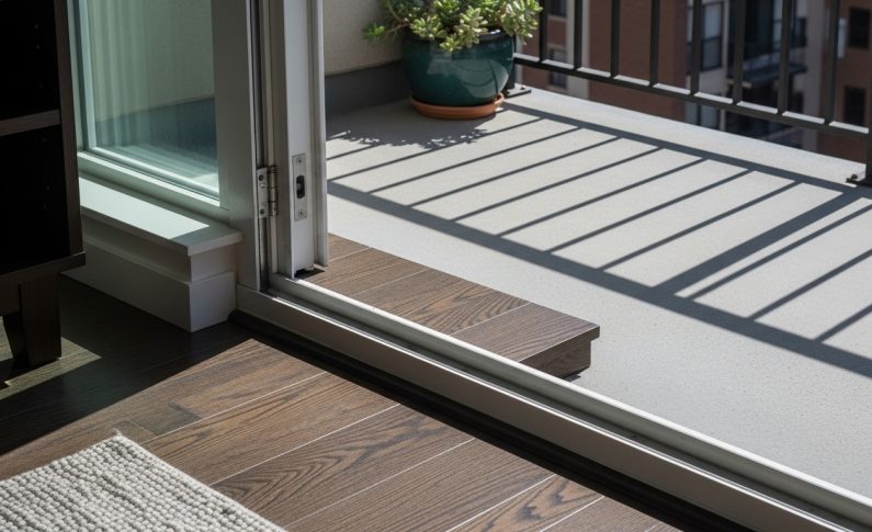 Fixation au sol : empiétement sur la surface de balcon