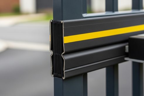 Sécurité : barre palpeuse sur chant portail coulissant