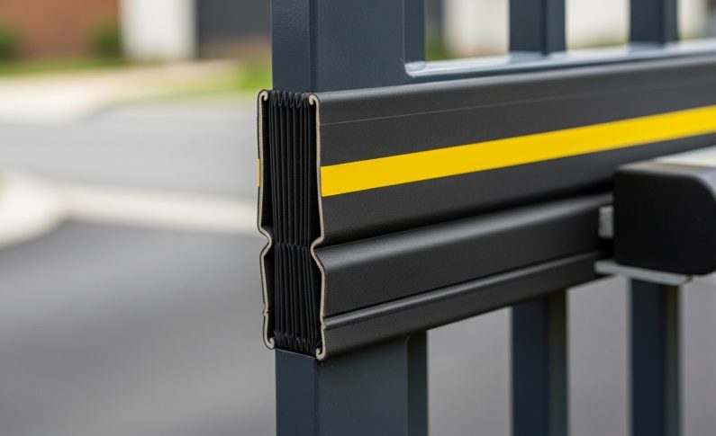 Sécurité : barre palpeuse sur chant portail coulissant