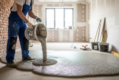 Rattrapage de niveaux importants en rénovation par chape fluide