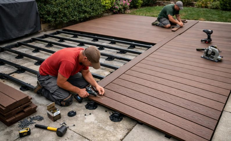 Poser une terrasse en composite sur une dalle béton : nos conseils