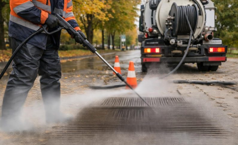 Hydrocurage des réseaux d&rsquo;eaux pluviales avant l&rsquo;automne
