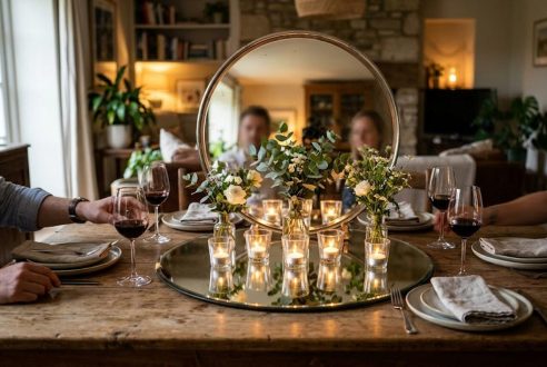 Miroir en centre de table : refléter la lumière des bougies