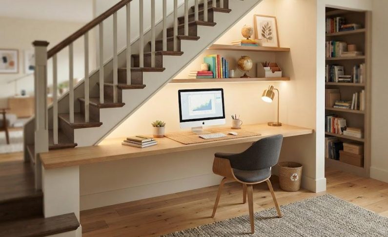 Bureau sous l&rsquo;escalier : 5 idées de génie pour un aménagement réussi