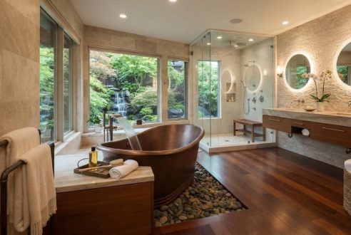 Une salle de bain digne d&rsquo;un spa pour une suite parentale de luxe