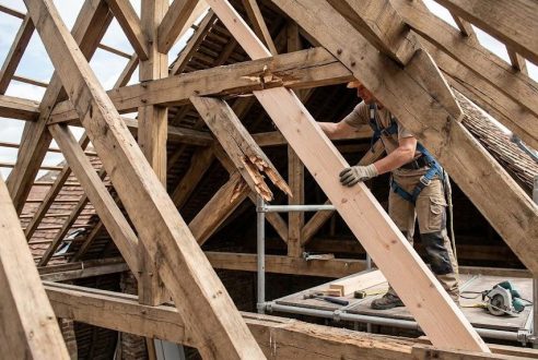 Remplacer une section endommagée de vos fermes de toit traditionnelles