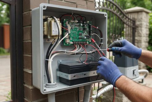 Comment brancher l&rsquo;alimentation électrique et la batterie de secours d&rsquo;un portail ?