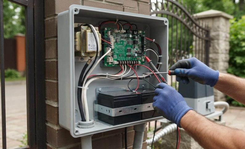 Comment brancher l&rsquo;alimentation électrique et la batterie de secours d&rsquo;un portail ?