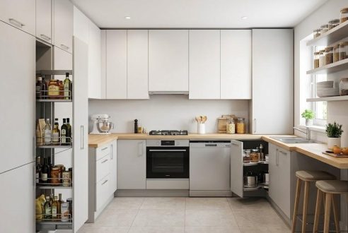 Comment concevoir une cuisine en U avec des meubles adaptés aux petits espaces ?