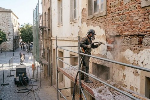 Le sablage pour mettre à nu une façade en brique ou en pierre