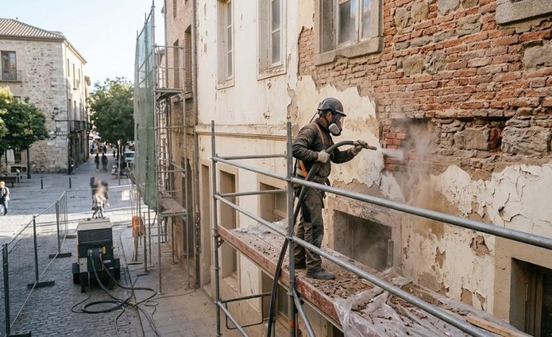 Le sablage pour mettre à nu une façade en brique ou en pierre