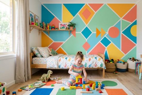 Comment peindre des formes géométriques pour dynamiser une chambre d&rsquo;enfant
