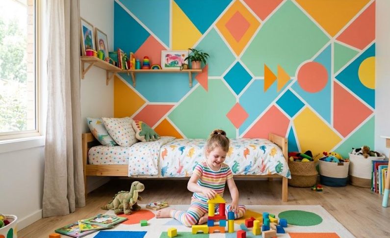 Comment peindre des formes géométriques pour dynamiser une chambre d&rsquo;enfant