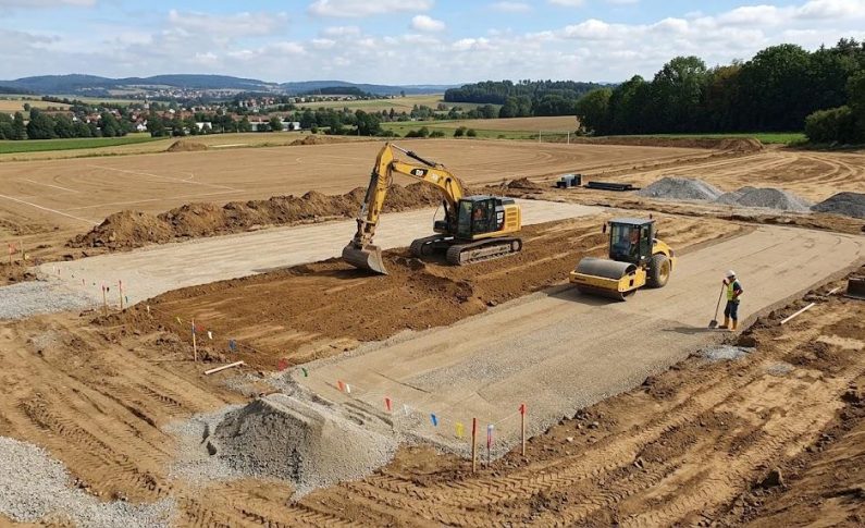 Terrassement pour la pose d&rsquo;un terrain de sports ou d&rsquo;un court de tennis